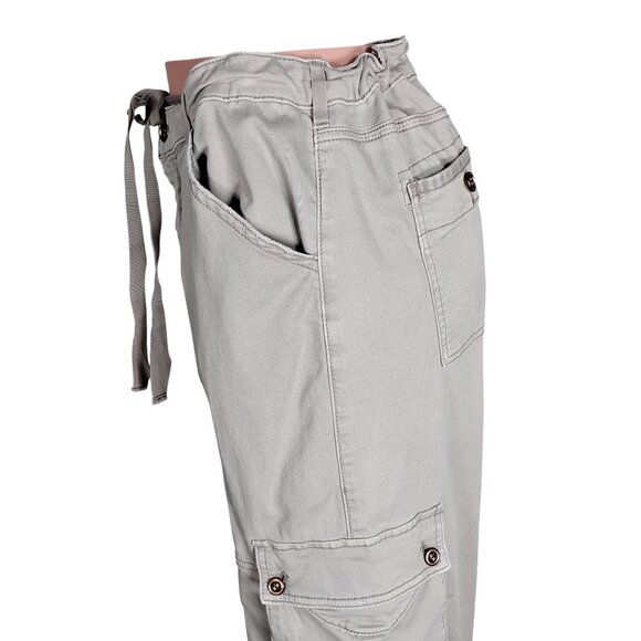 Anthro Pilcro Wide Legs Cargo Pants Size 32 P Waist Hems Drawstring Multi Pocket - Picture 7 of 16